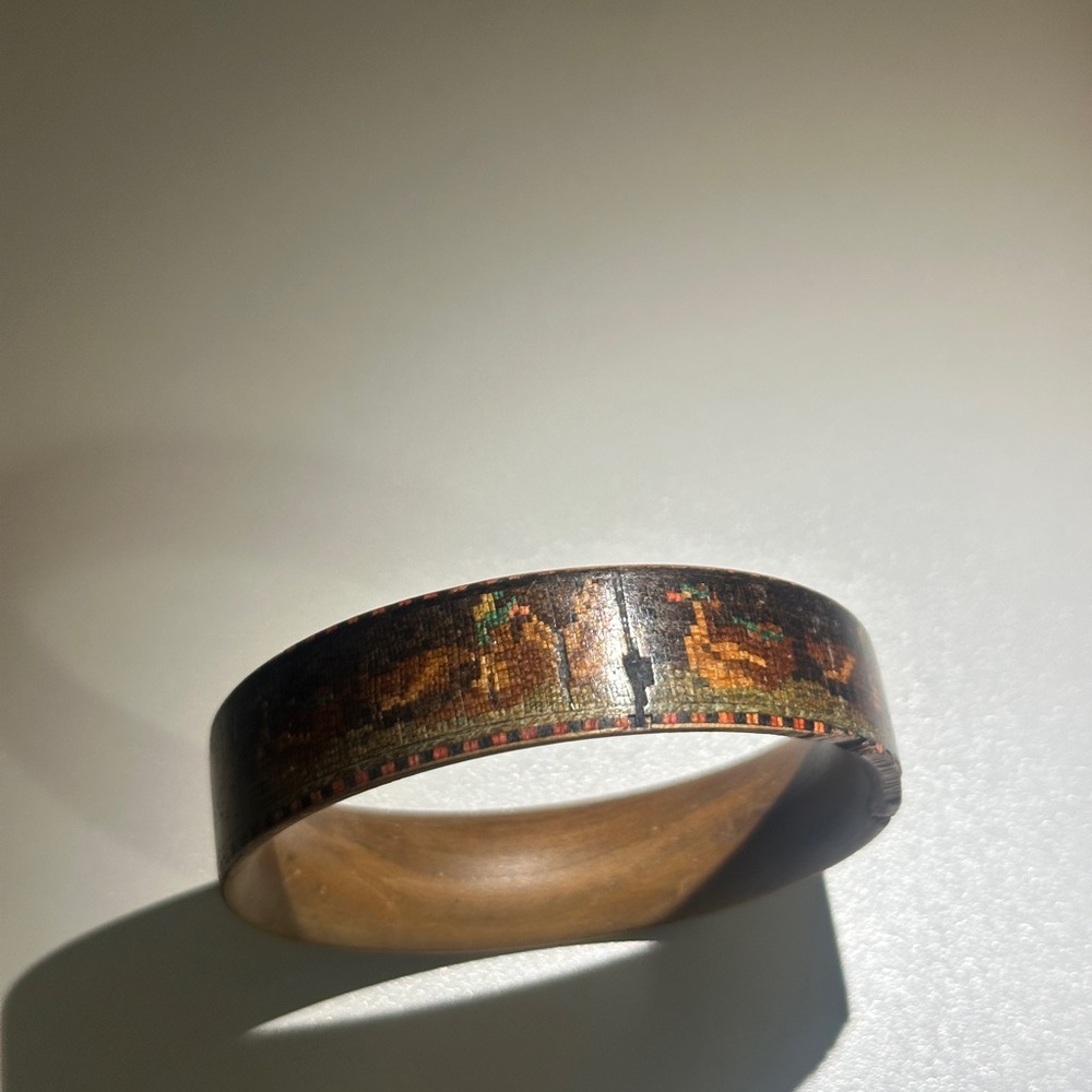 Very Rare Antique Tunbridge Wood Mosaic Duck Bracelet - Picture 5 of 10